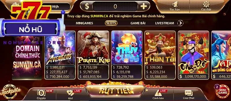 Kho trò chơi quay hũ Sunwin